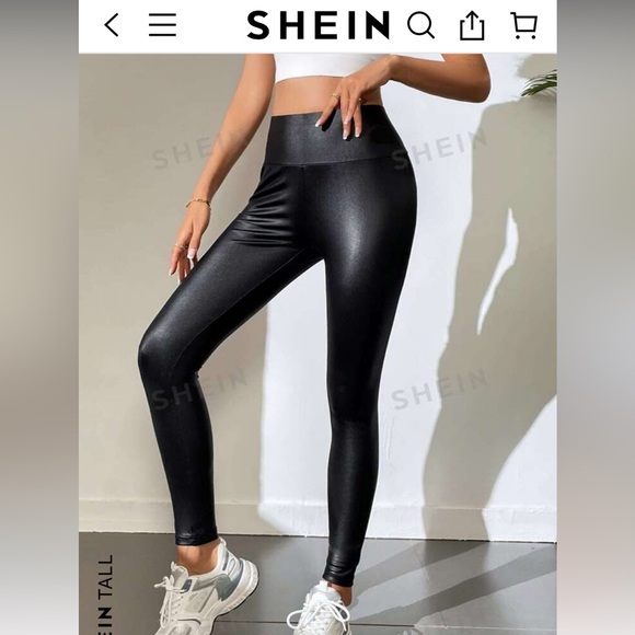 Shein High-waisted Leather Look Leggings - Picture 2 of 11